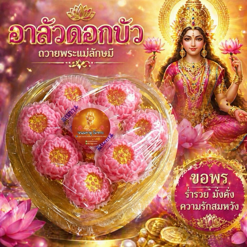 [มีส่งด่วน] ชุดขนมไหว้พระแม่ลักษมี ด้านในมีหลายชุดให้เลือก ถวายขอพรพระแม่ลักษมี