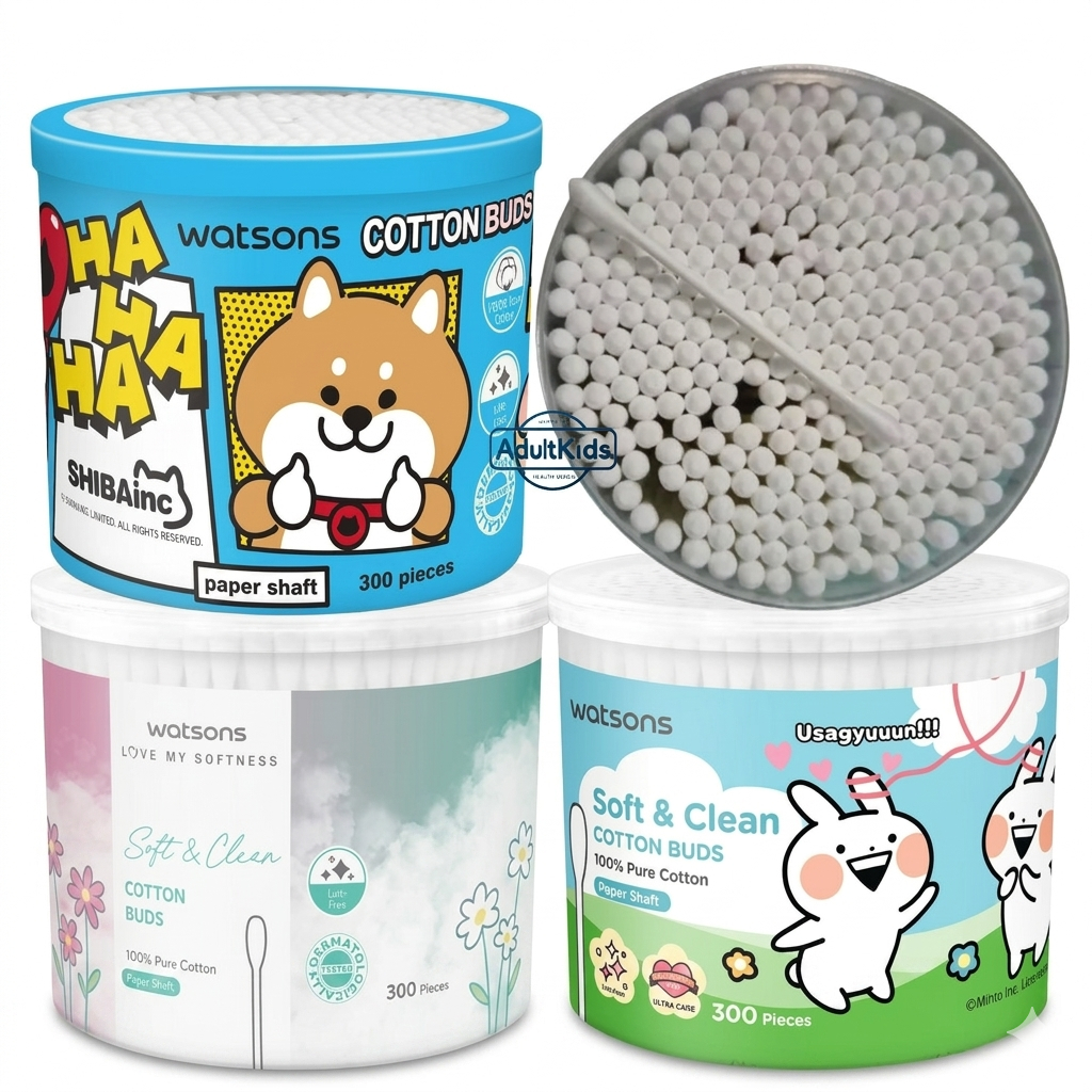 watsons วัตสัน สำลีก้านกระดาษ 300 ก้าน สำหรับใช้ในการทำความสะอาด หัวสำลีผลิตจากฝ้ายธรรมชาติ 100%