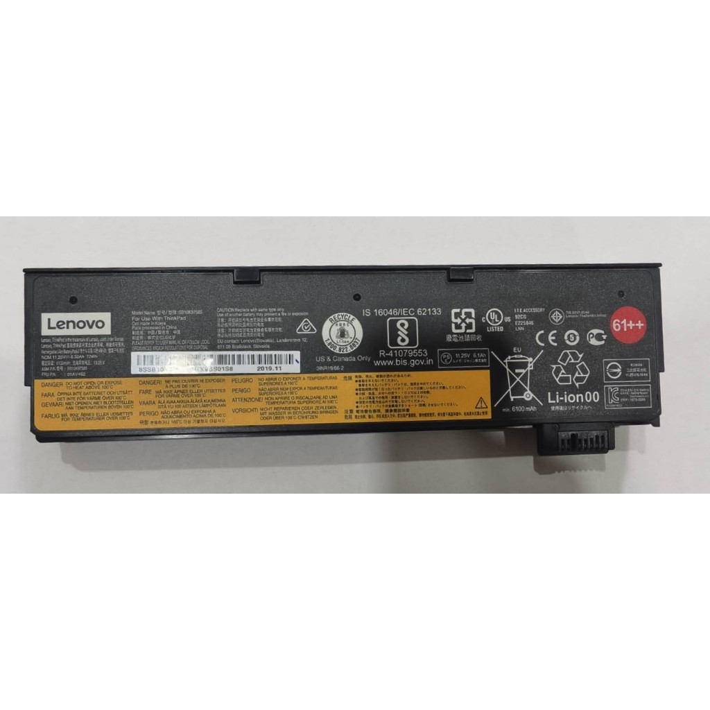แบตเตอรี่ Lenovo ( SB10K97585) แบตแท้ Thinkpad T470, T480, T570, T580 , P51s ( 72 Wh )