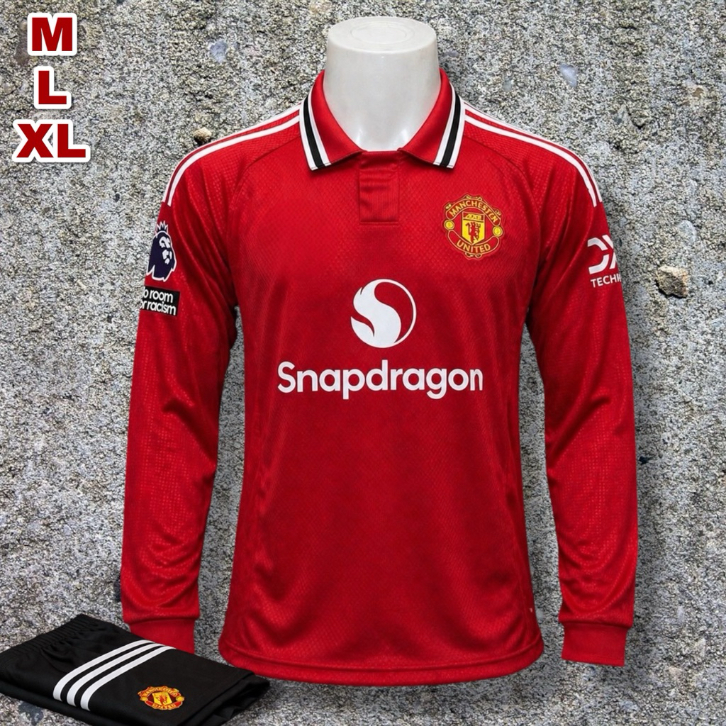 ชุดฟุตบอลผู้ชาย MU ฤดูกาลใหม่ล่าสุด 2026 มีไซส์ M ถึง XL แบบแขนยาว มีเสื้อพร้อมกางเกง