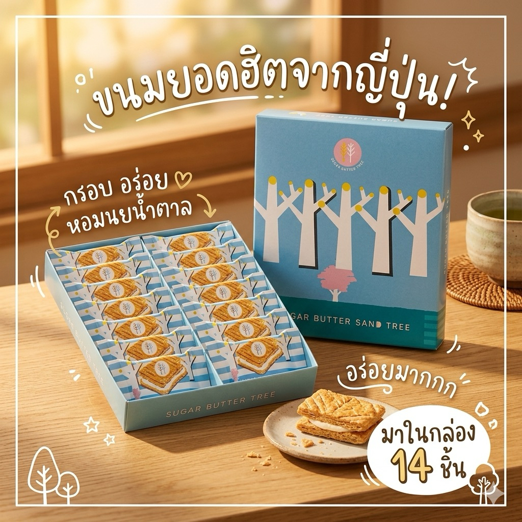 ‼️ร้านนี้ถูกที่สุด‼️Sugar Butter Sand Tree สอดไส้ไวท์ช็อกโกแลตรสหอมหวานที่เข้ากันดี