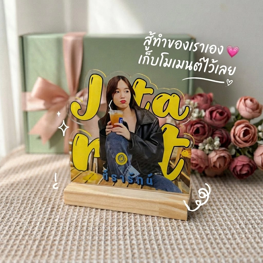 สแตนดี้อะคริลิค ฐานไม้ สั่งทำ ออกแบบได้ วันพิเศษ Wanpises thumbnail 9