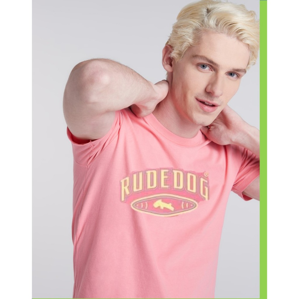 Rudedog เสื้อคอกลม ชาย รุ่น Hi school สีชมพู