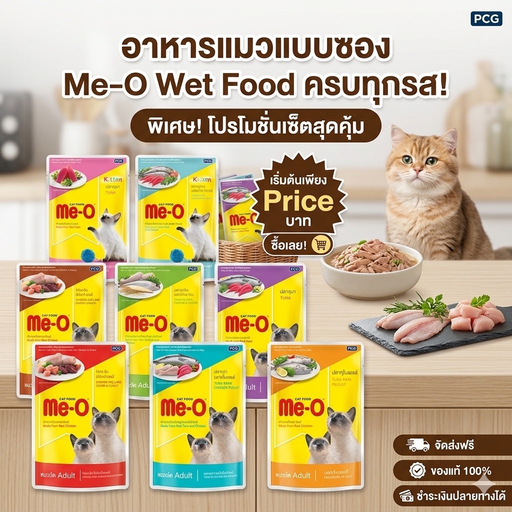 [ยกโหล12ซอง] Me-O อาหารเปียกแมวมีโอ ขนาด 80กรัม สำหรับแมวทุกช่วงวัย ส่งไว ส่งด่วนทันใช้แน่นอน