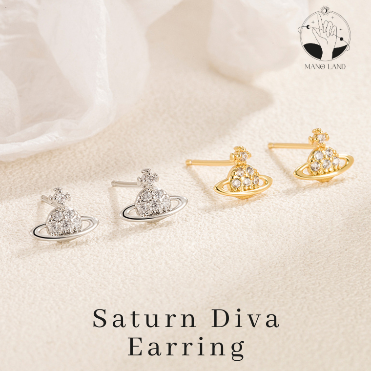 MNL💗Saturn Diva สีทอง ต่างหูแบบแป้น รูปดาวเสาร์  ผู้หญิง เงินแท้925 ไม่ลอกดำ มินิมอล เกาหลี น่ารัก ของขวัญ ไลฟ์สไตล์ สวย