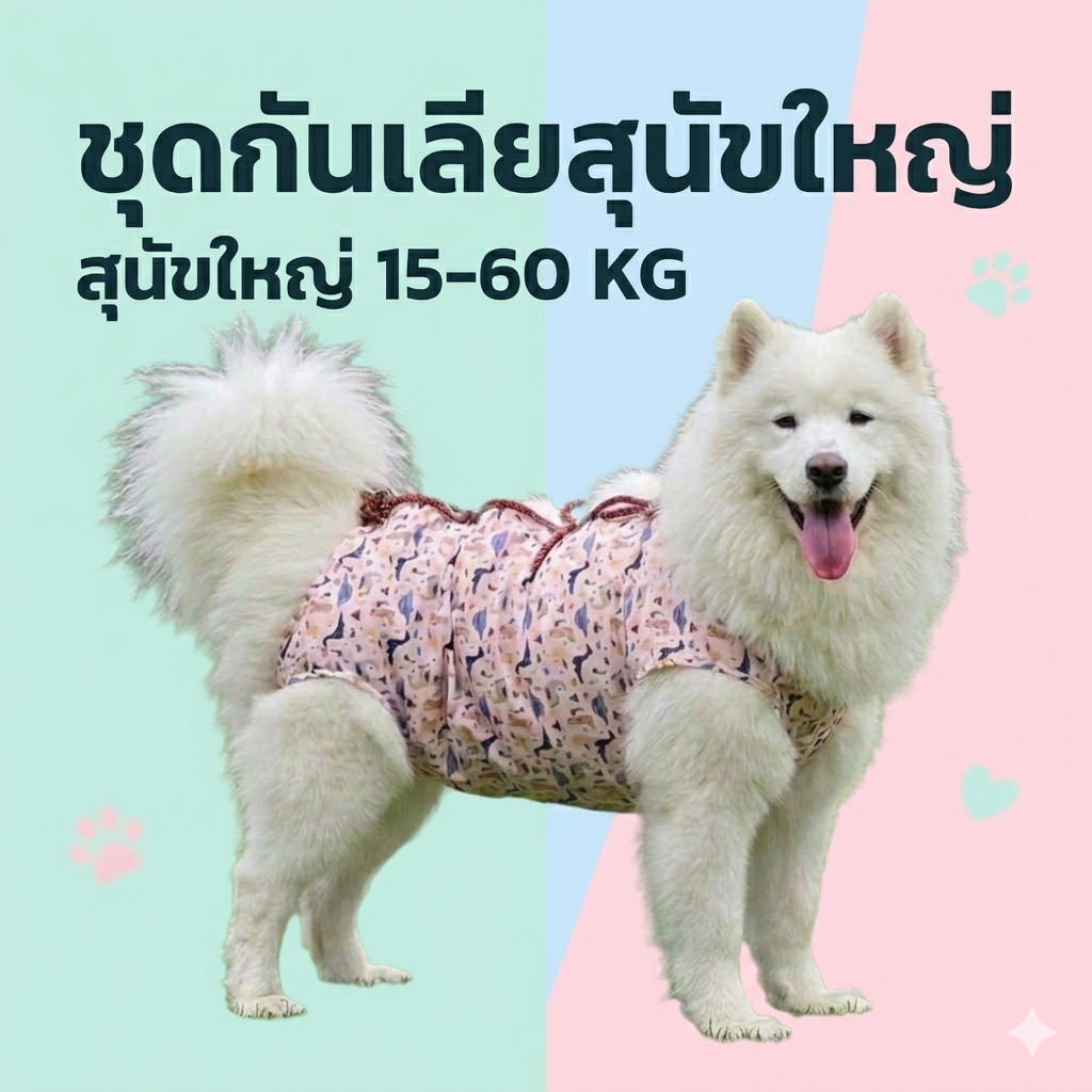 ชุดกันเลียแผล ชุดหลังผ่าตัดสุนัขใหญ่ ชุดทำหมันสุนัขตัวเมีย  ชุดกันเลียสุนัขใหญ่ ชุดสุนัขหลังผ่าตัด  Dog Recovery Suit