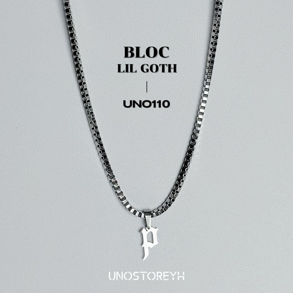 UNO110🔥”สร้อยคอ Bloc จี้รุ่น Lil goth” สร้อยคอและจี้สแตนเลสแท้ จี้ตัวอักษรA-Z