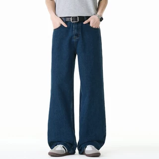 Baggy S-5XL กางเกงยีนส์ขายาวทรงตรงแบบหลวมๆ สไตล์เกาหลี สำหรับผู้ชาย เหมาะสำหรับหลายโอกาส