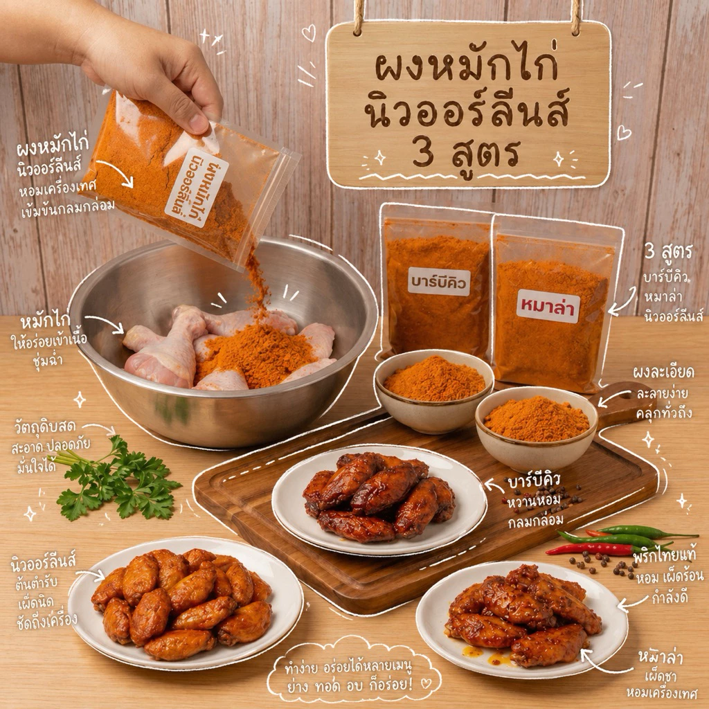 🧡 หมักไว้ก่อน อร่อยแน่นอน! ผงไก่นิวออร์ลีนส์ บาร์บีคิวในตำนาน น้ำหนัก50ก/100ก