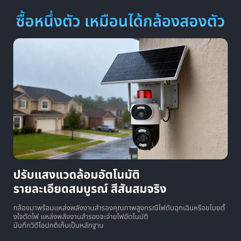 JOYSEE D80-4G  SIM โซล่าเซลล์ แบตเตอรี่พลังงานแสงอาทิตย์ หมุนติดตามอัตโนมัติ 2 เลนส์ 2 ภาพ 4K HD 360° คุณภาพสูง thumbnail 8