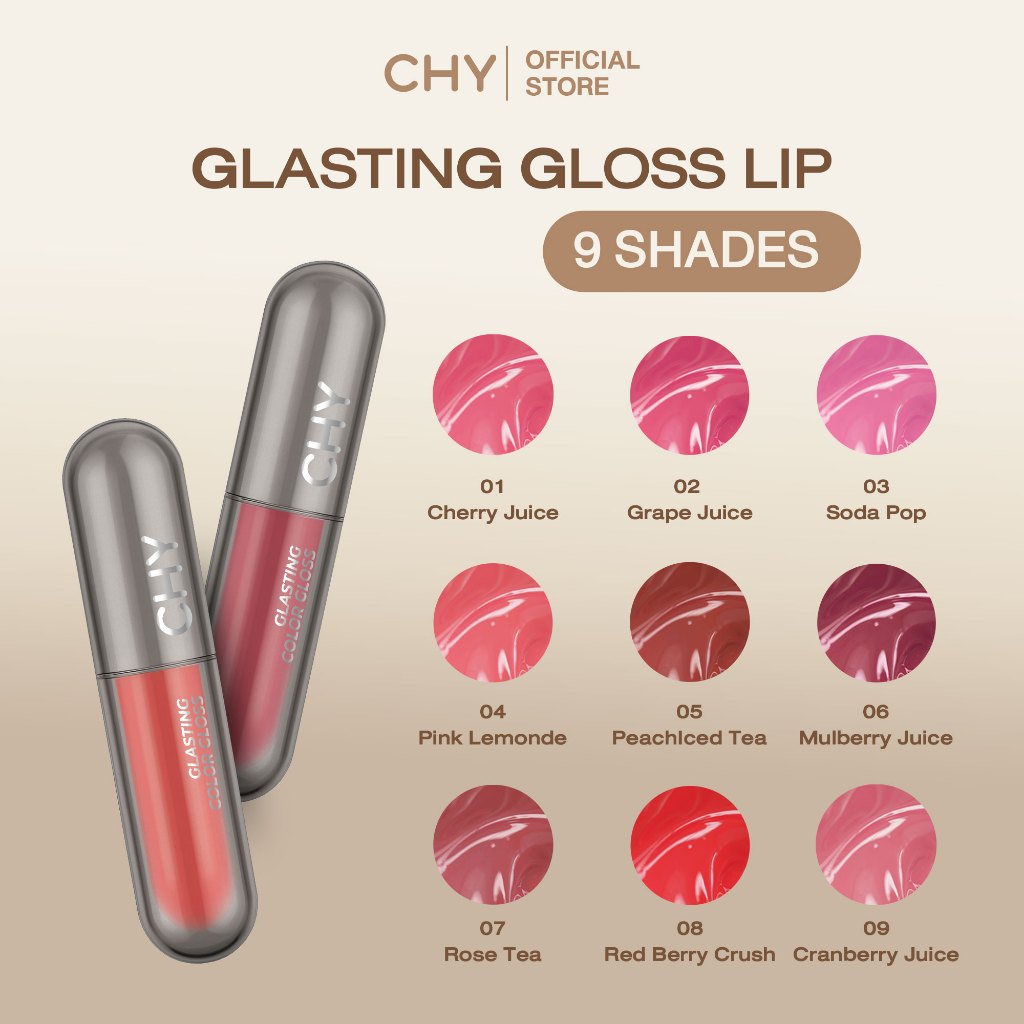 CHY กลาสติ้ง คัลเลอร์ กลอส ลิป 2.5g แท่งเดี่ยว ลิปฉ่ำวาว ไม่เหนียวปาก