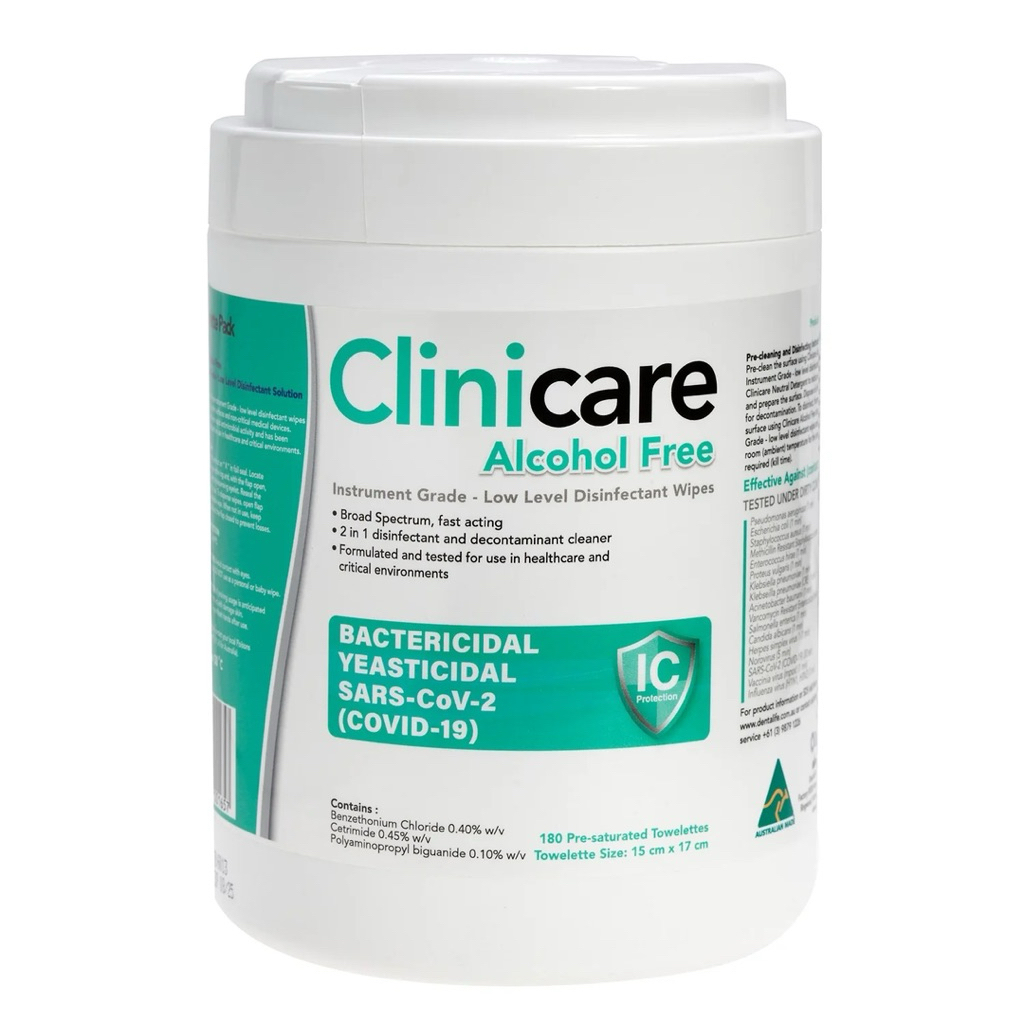Lot ใหม่ Clinicare Alcohol Free ทิชชู่เปียกสำหรับฆ่าเชื้อ ปราศจากแอลกอฮอล์ HGDWipes 180 แผ่น