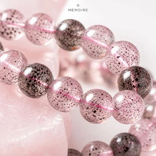 Goethite in Rose Quartz | กำไลหินแท้ โรสควอตซ์ ลายเกอไทต์ ธรรมชาติ 100% | MEMOIRE