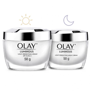 [แพ็คคู่] Olay Luminous Light Perfecting เดย์ครีม 50 g+ ไนท์ครีม 50 g เซตหน้าใสดูแลจุดด่างดำ ไนอะซินาไมด์ โอเลย์ ลูมินัส