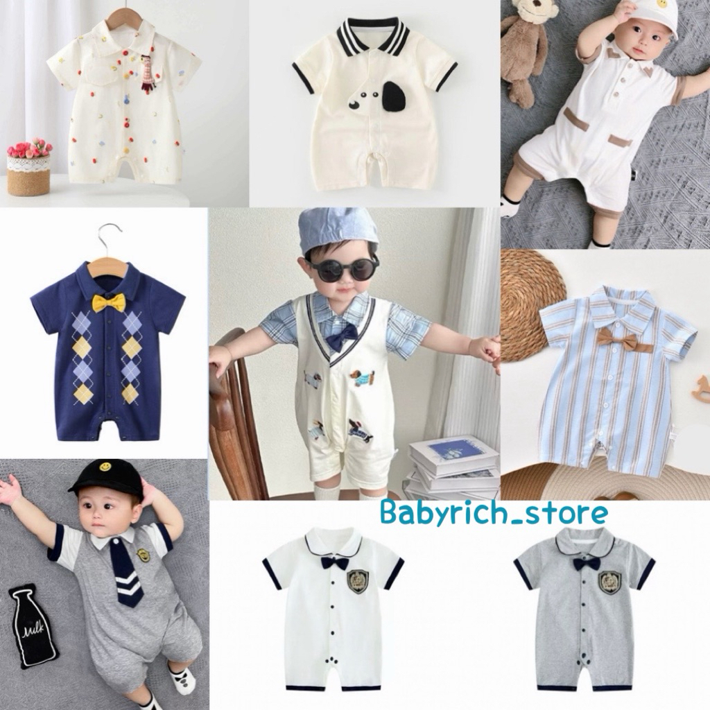 (1M-1.5Y) ชุดเด็กชายขาสั้น รอมเปอร์เด็กชาย เอี๊ยมเด็กชาย romper babysuit ชุดเด็กหน้าร้อน