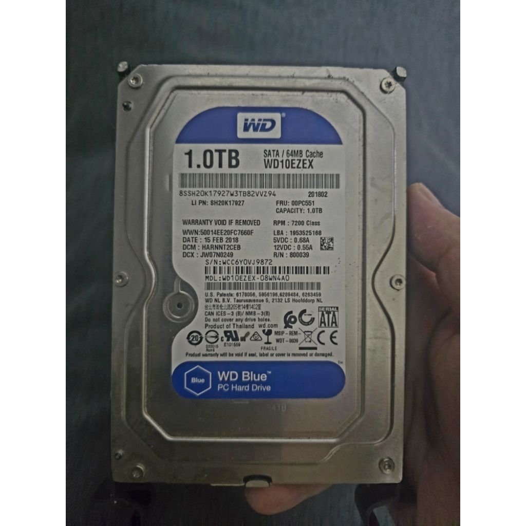HDD WD Blue 1Tb ขนาด PC ตามสภาพ
