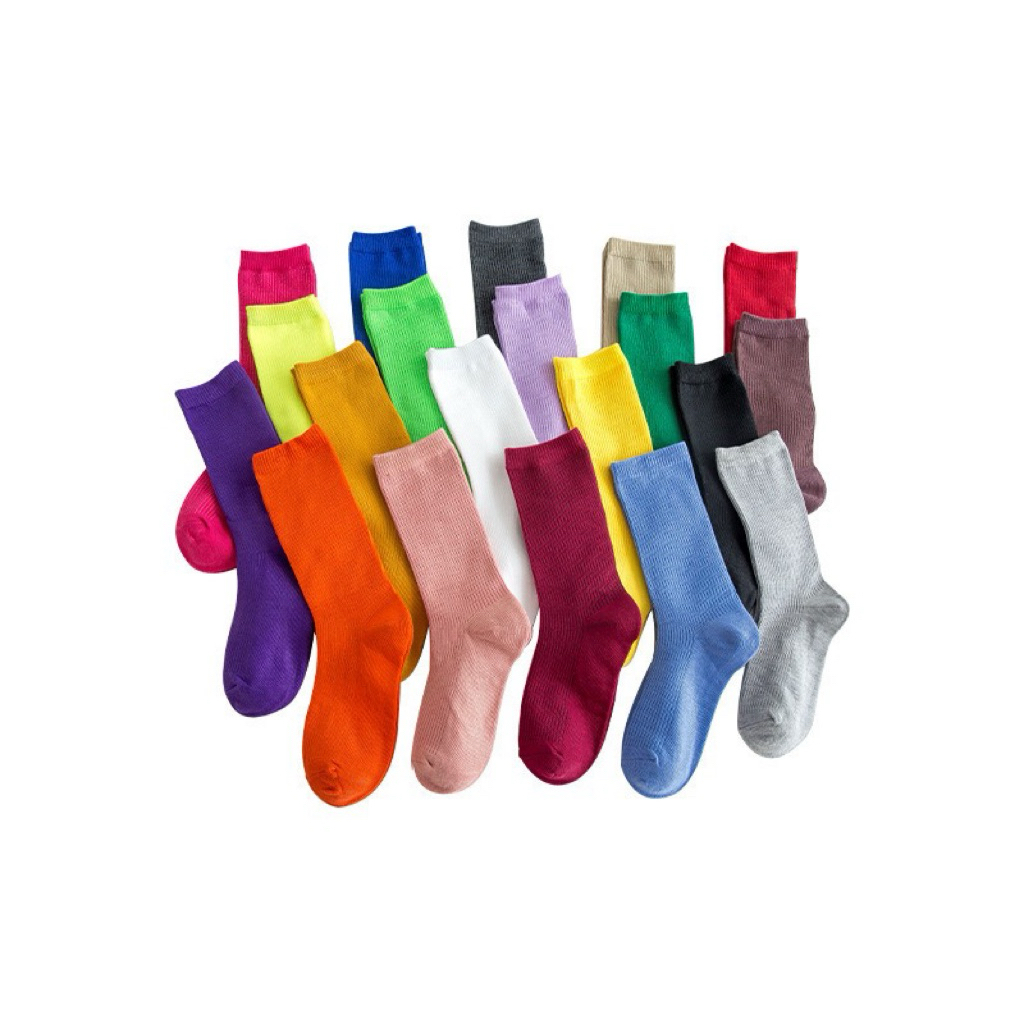 [พร้อมส่ง]  (ไซส์ 30-36) ถุงเท้าข้อยาวสไตล์เกาหลี สีพาสเทล - ใส่กับ loafer