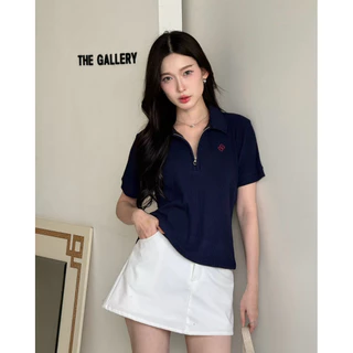 Lucia Knitted Polo Top : เสื้อโปโลไหมพรมดีเทลซิป Longsaidoo_