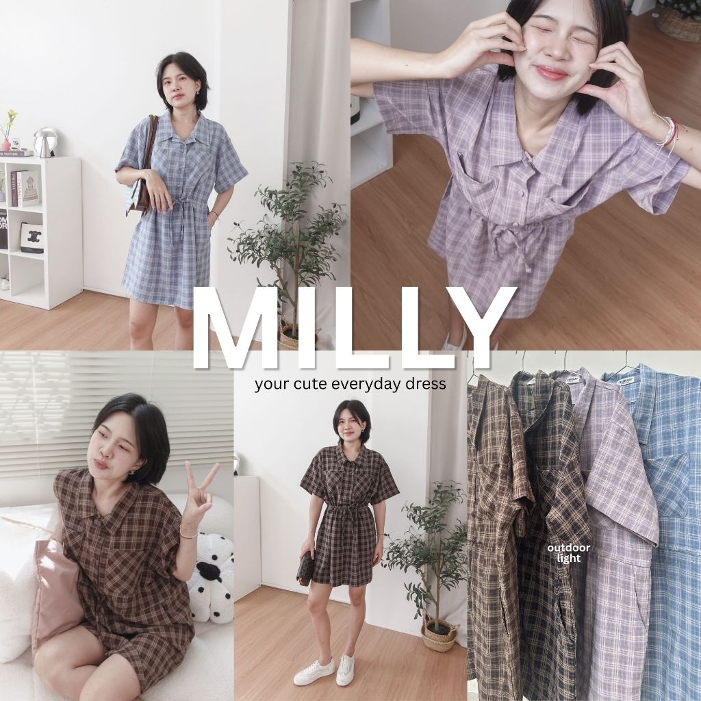 12FEBRUARY | MILLY DRESS เดรสใส่สบาย ปรับเอวได้ กระดุมหน้า ผ้าไม่ต้องรีด