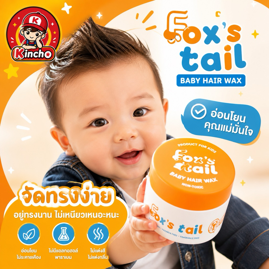 Fox's tail : Baby hair wax #แว๊กซ์ #จัดทรงผมสำหรับเด็ก #แว๊กซ์เด็ก #จัดทรงผมเด็ก