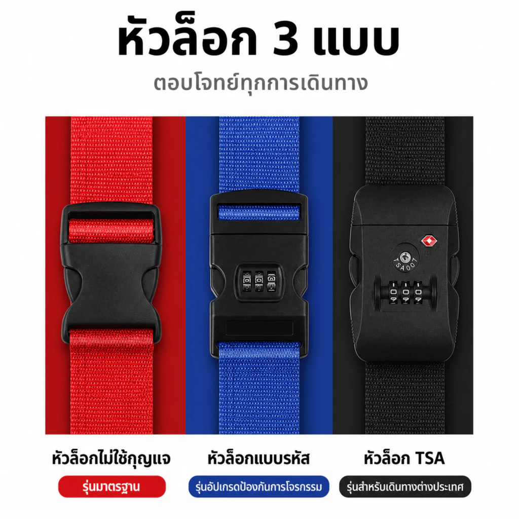 สายรัดกระเป๋าเดินทาง TSA มีรหัสล็อค คาด 4 ทิศ thumbnail 9