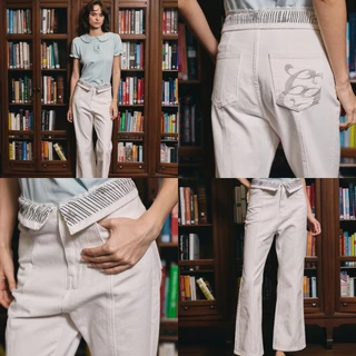 CHUUCHOP - (XS-6XL) Neptune Bootcut Jeans การเกงยีนส์ทรงบูทคัท ดีเทลพับเอว เก็บสัดส่วนได้ดี สาวอวบใส่ได้ (C8583)