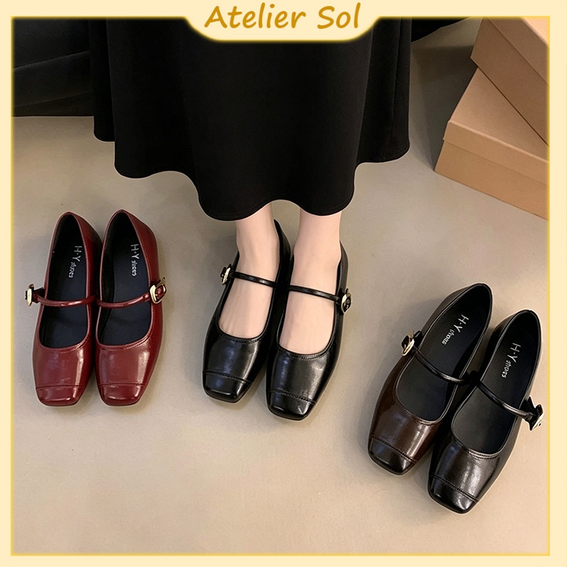 🔥พร้อมกล่อง🔥Atelier Sol รองเท้าแมรี่เจนส้นแบน ผู้หญิง ใส่น่ารัก เก๋ทันสมัย ครบทุกการแต่งตัว