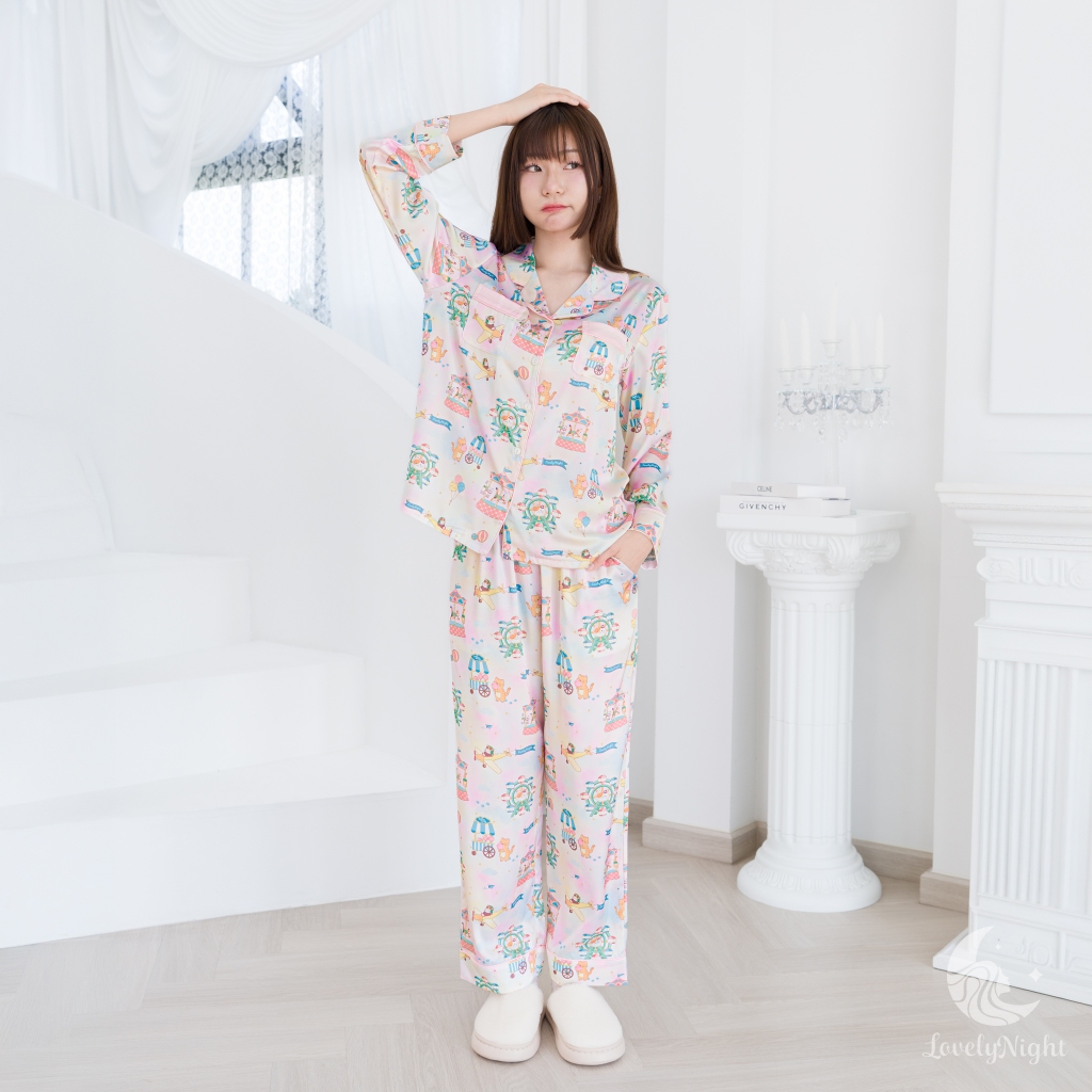 ชุดนอน LovelyNight แขนยาว-ขายาว Candy Cat Land B14