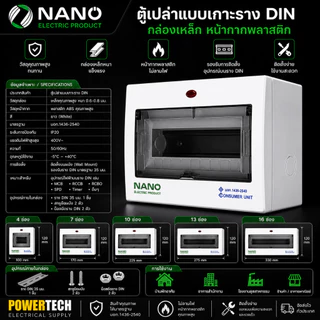 NANO ตู้เปล่า ตู้คอนซูมเมอร์ รุ่นเกาะราง กล่องไฟ ตู้ไฟ ตู้คอมบายเนอร์ ตู้โหลด ตู้ควบคุมไฟ NANO PLUS (ส่งไวมาก)