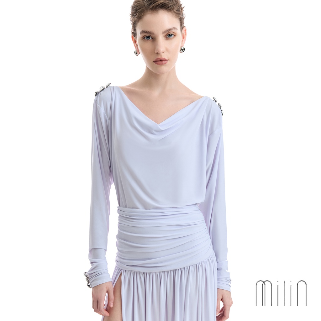 [MILIN] Vedal Top Wide Neck, Long Sleeves, Stretch Fabric เสื้อคอถ่วงทรงคอกว้าง แขนยาว ผ้ายืด / 50