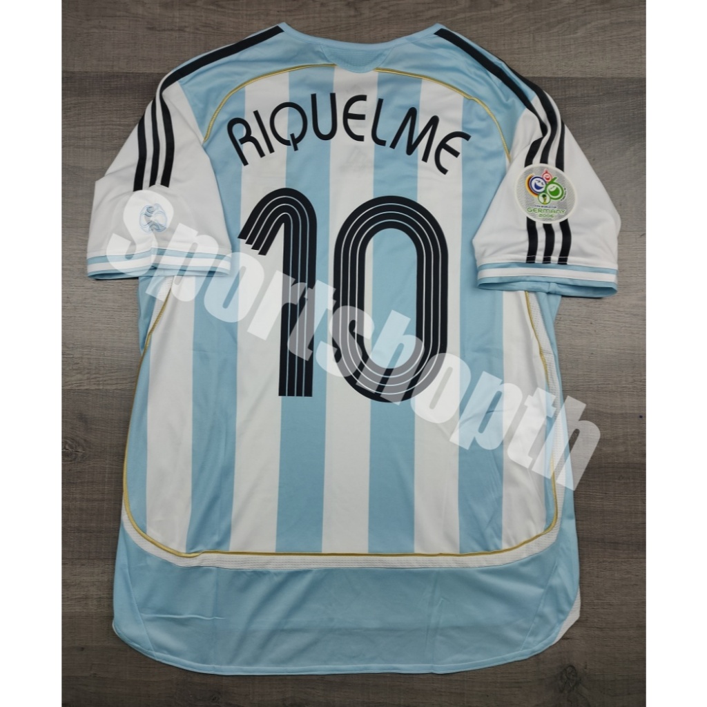 [Retro] - เสื้อฟุตบอล  Home อๅs์เจnติน่ๅ เหย้า ชุดฟุตบอลโลก ปี 2006 10 RIQUELME อาร์มบอลโลก