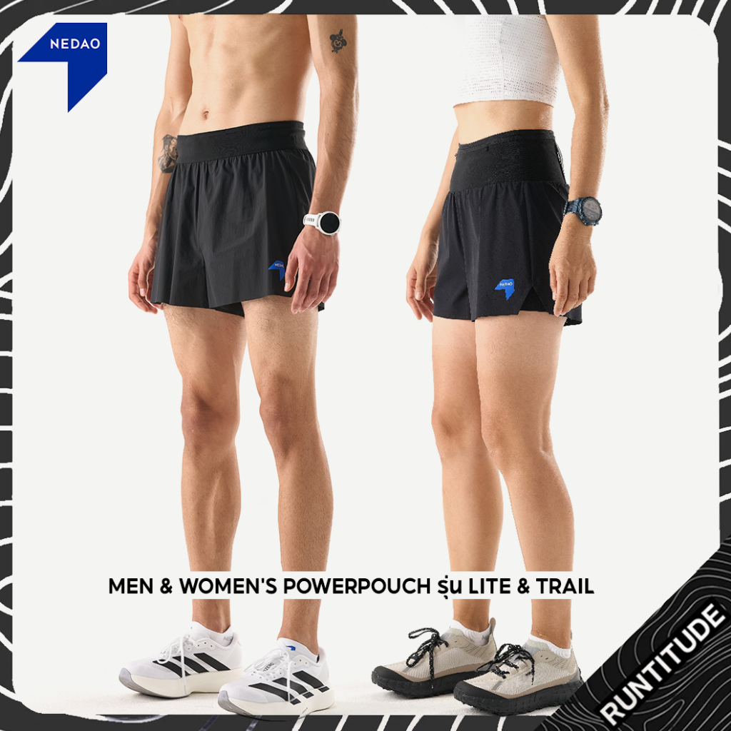 NEDAO กางเกงวิ่ง ผู้ชาย & ผู้หญิง รุ่น POWERPOUCH รุ่น LITE & TRAIL TRIOSHORT ผ้าเบา มีซับใน