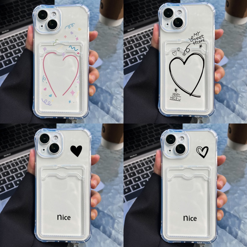 Clear ซองใส่การ์ด เคสไอโฟน for iPhone 17 11 13 16 15 12 14 Pro Max X XSMax XR 7 8Plus เคสโทรศัพท์ซิลิโคน TPU โปร่งใส
