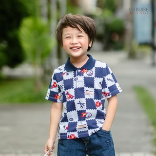Chelsee เสื้อโปโล แขนสั้น ลายตาราง ผ้า 100%Cotton เด็กผู้ชาย อายุ 1.5-10 ปี เสื้อผ้าเด็กโต รุ่น 128275