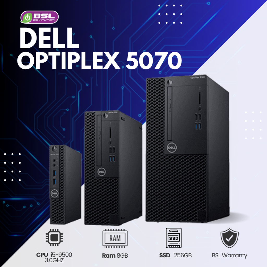 Used Computer Dell OptiPlex 5070 CPU core i5 gen 9 เครื่องแท้ พร้อมส่ง คอมมือสอง มีประกัน
