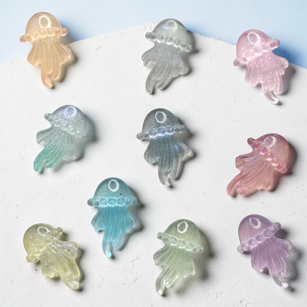 Mini Jellyfish Charm | อะไหล่เล็บแมงกะพรุนใส | Mermaid Nail / Resin DIY / Decoden | คิ้วท์มาก!