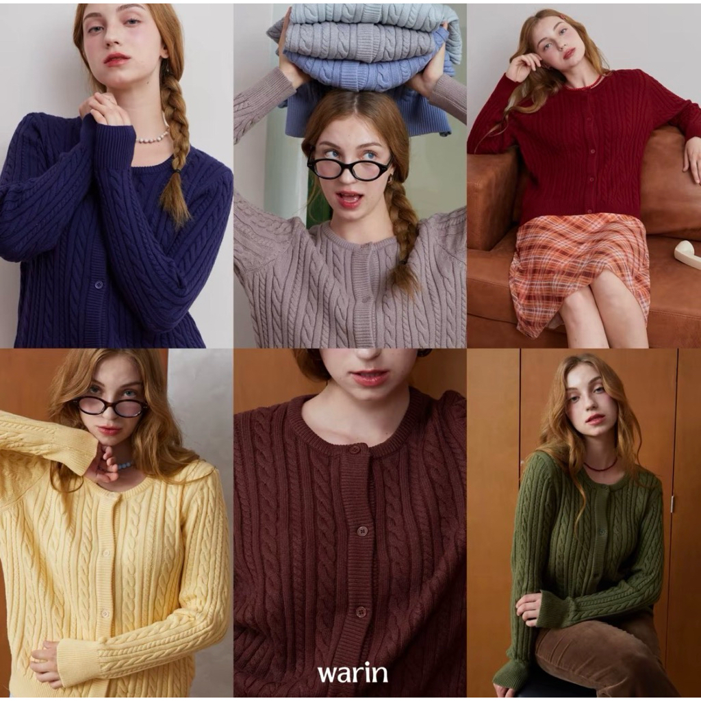 Warin Riri Cardigan เสื้อคาดิแกนแขนยาวลาย cable knit