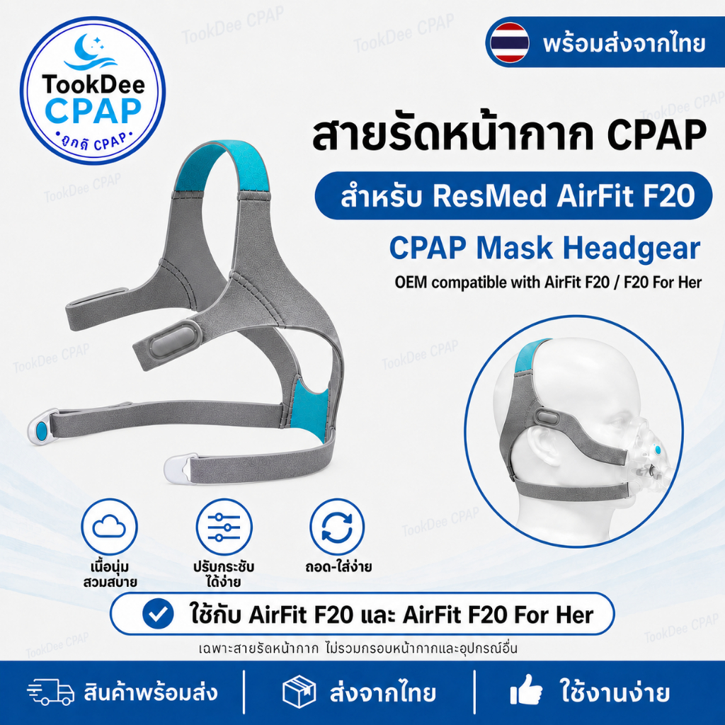 สายรัดหน้ากาก CPAP สำหรับ ResMed AirFit F20 / F20 For Her  OEM | Headgear Full Face Mask