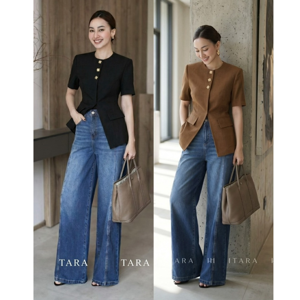 เสื้อแจ็คเก็ตแขนสั้น ใส่สบาย ลุคผู้ดี พร้อมออกงาน #H-569