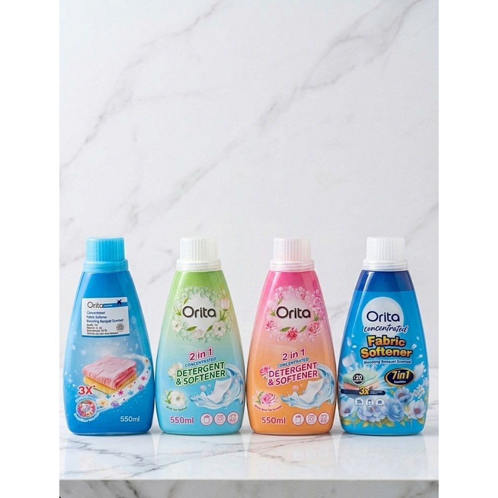 Orita น้ำยาปรับผ้านุ่ม + น้ำยาซักผ้า + ปรับผ้านุ่ม 550ml.