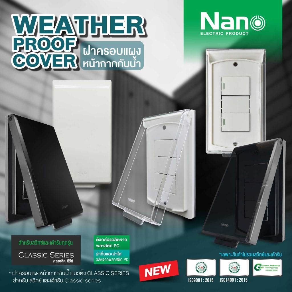 NANO ฝาครอบแผง 410 แผง แผงหน้ากาก หน้ากาก กันน้ำ แนวตั้ง รุ่นClassic Series ใช้กับยี้ห้อพานาและช้างได้
