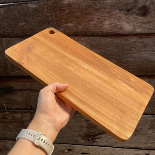เขียง ไม้สัก เขียงแคมป์ปิ้ง ถาดวางสเต็ก Steak Plate wooden (ขอบมน เจาะรู)