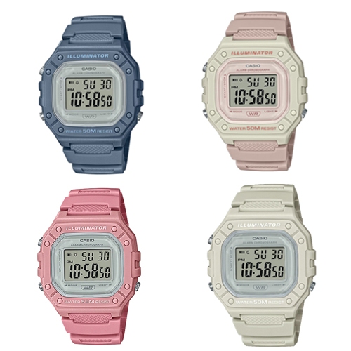 CASIO นาฬิกาข้อมือผู้หญิง สายเรซิ่น รุ่น W-218,W-218HC,W-218HC-2A,W-218HC-4A2,W-218HC-4A,W-218HC-8A