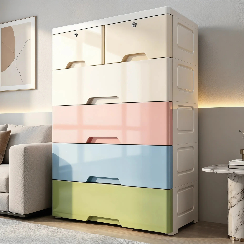 Casa ลิ้นชักใส่เสื้อผ้า 3-7ชั้น ตู้พลาสติกหนา มีล้อ ขาว/มาการอง จัดเก็บสิ่งของประหยัดพื้นที่ ทนทาน เป็นมิตรสิ่งแวดล้อม