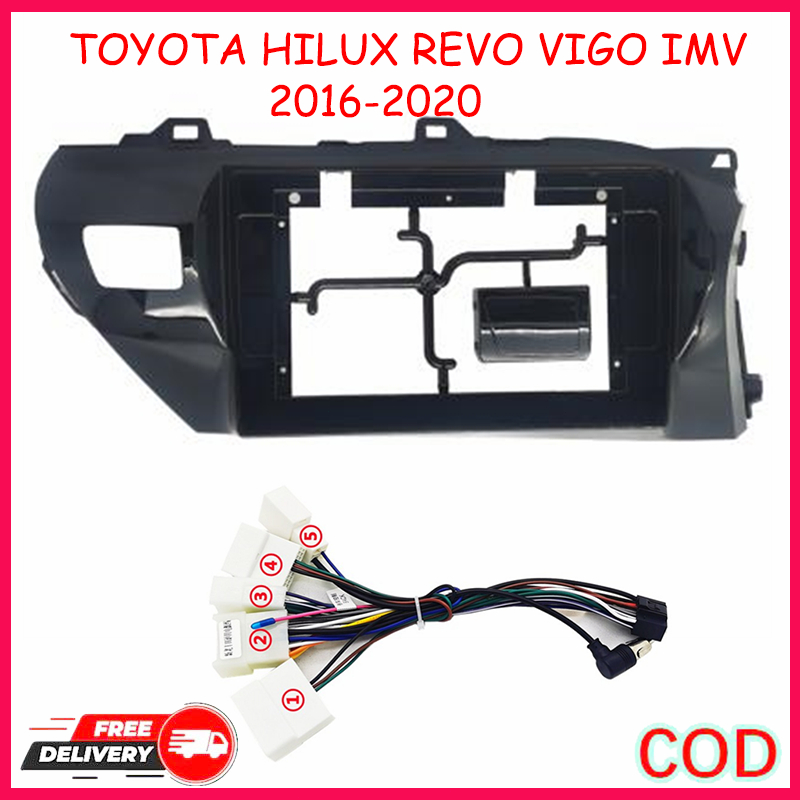 พร้อมปลั๊ก กรอบหน้าจอ2ดินแอนดรอย ใส่ขนาดจอใหญ่10.1" สำหรับรถ Toyota REVO/HILUX 2016-2020 ABS เกรด A 