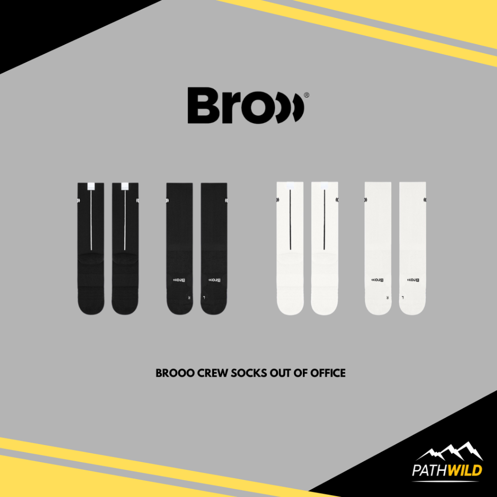 BROOO CREW SOCKS OUT OF OFFICE ถุงเท้าวิ่งและออกกำลังกาย เนื้อผ้าคุณภาพสูงให้ความสบาย ระบายอากาศ และความยืดหยุ่น