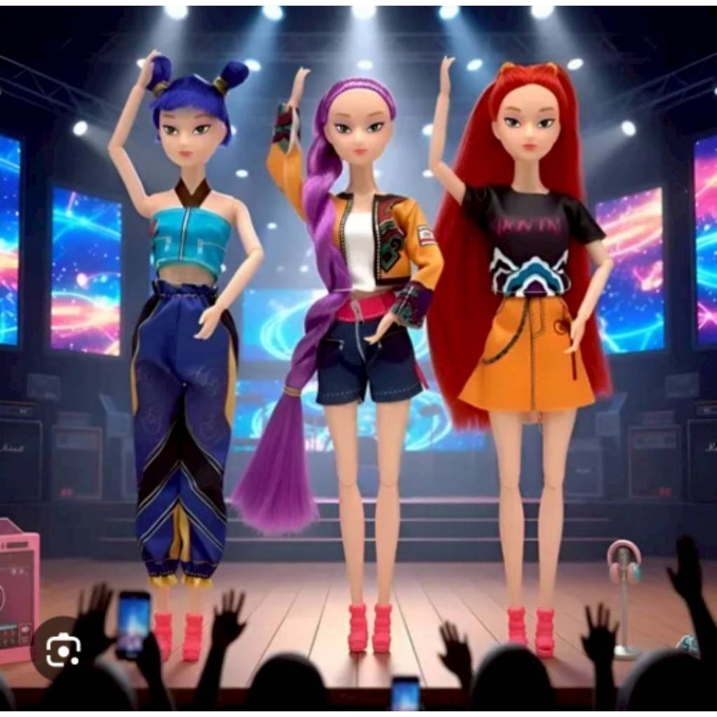 No.d88👯‍♀️ตุ๊กตา Kpop 3 ตัวกล่องงอแขนงอขาได้ผมหนา