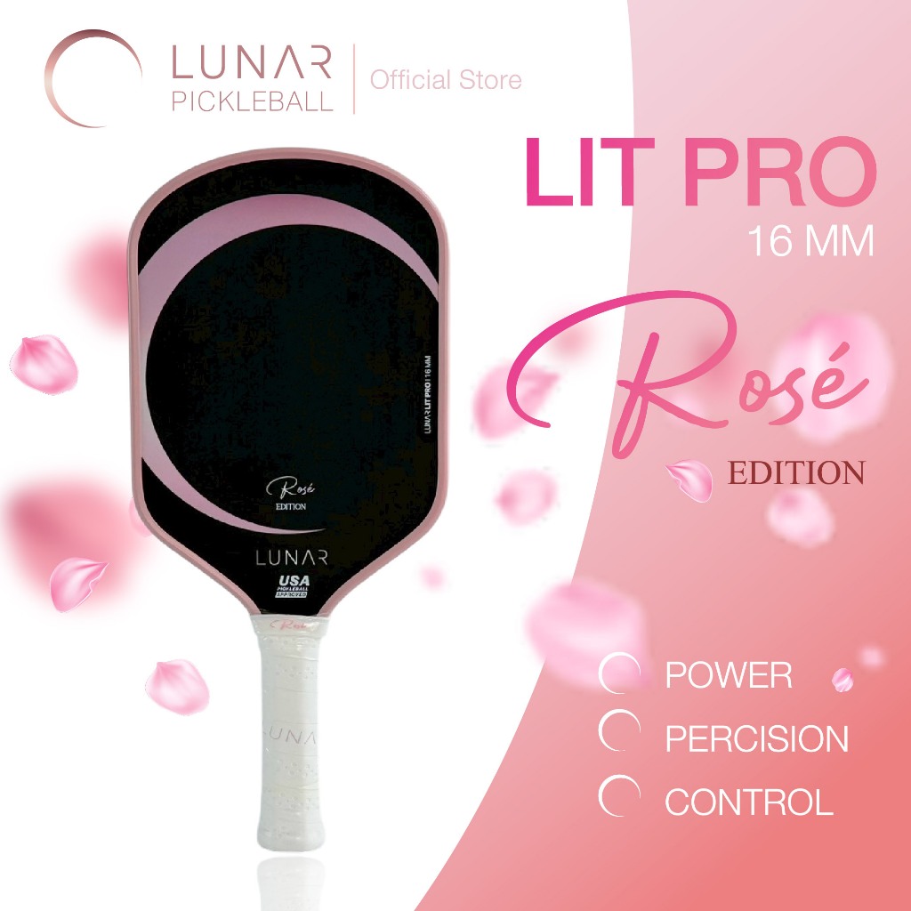 Lunar Pickleball  LIT PRO – Rosé Edition 16 mm Toray T-700 Raw Carbon Fiber
