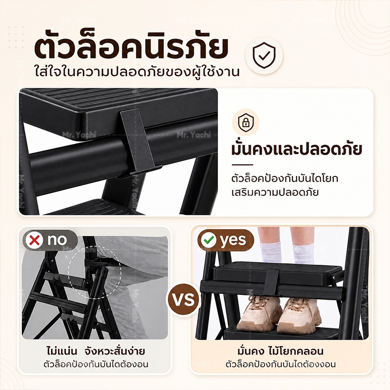 บันได บันไดพับได้ บันไดเหล็กกล้ามีราวจับ 2-8ชั้น รูปที่ 7