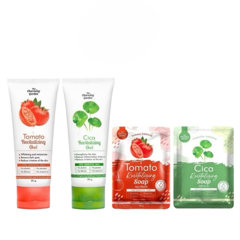 The Charming Garden Cica/Tomato Revitalizing Soap สบู่ใบบัวบก / สบู่มะเขือเทศ / เจลใบบัวบก / เจลมะเขือเทศ